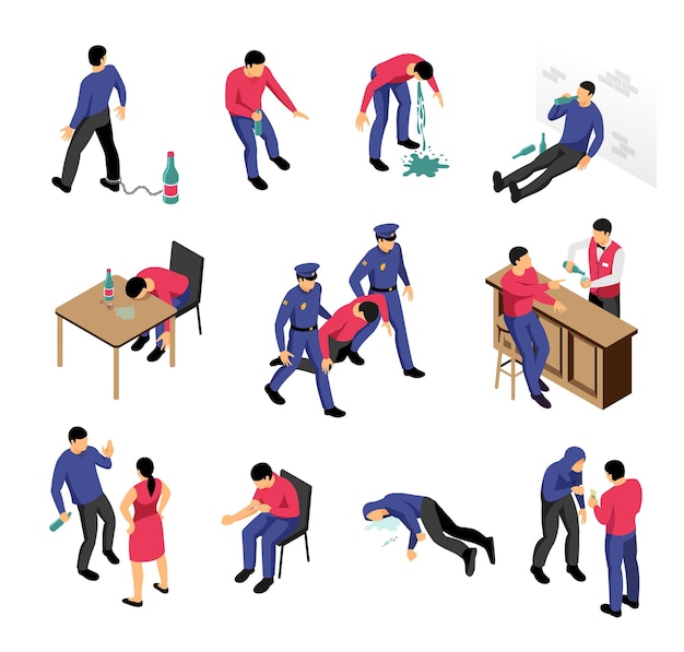 Alcoholism and narcotics isometric set