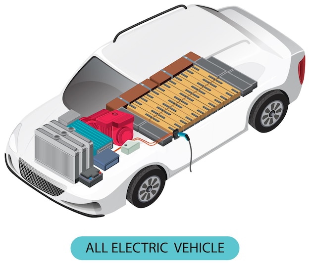 Free Vector all electric vehicle engine parts diagram