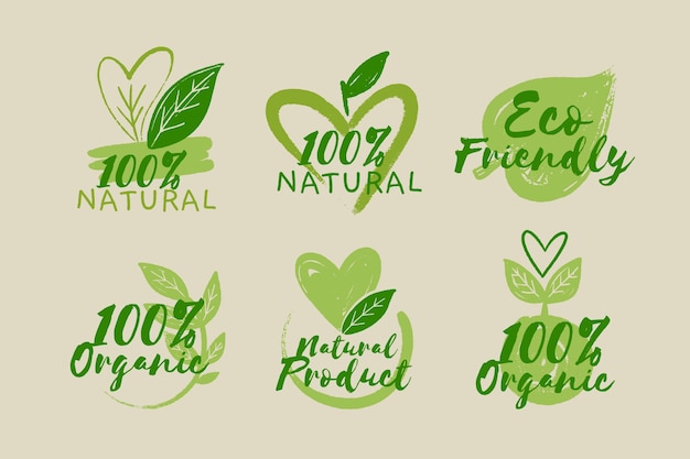 Free vector all natural badge collection