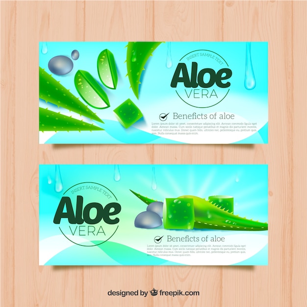 Free vector aloe vera blue banners