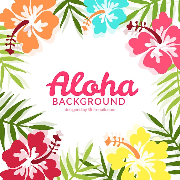 Aloha background with tropical flowers