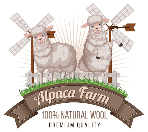 Free Vector alpaca farm logo for wool products