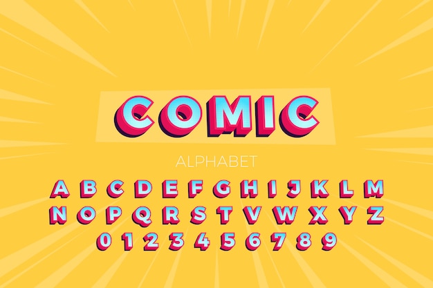 Alphabet collection in 3d comic style