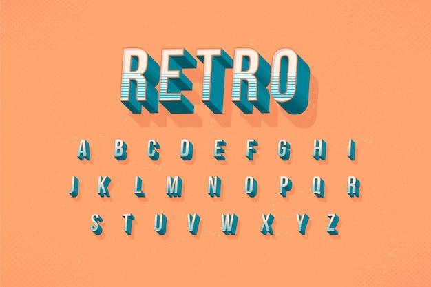 Alphabet collection in 3d retro concept