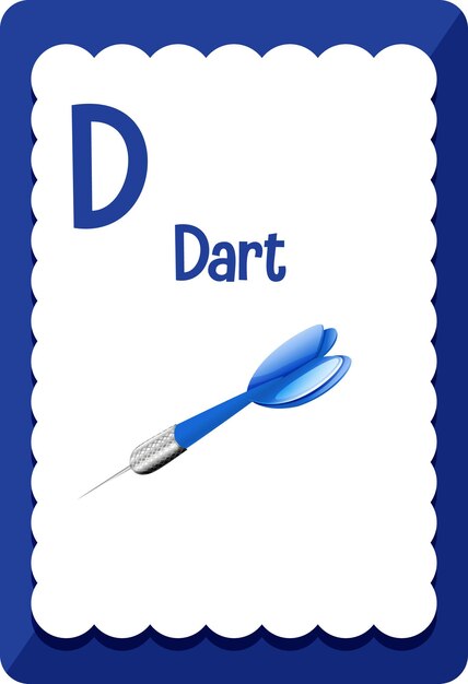 Alphabet flashcard with letter D for Dart