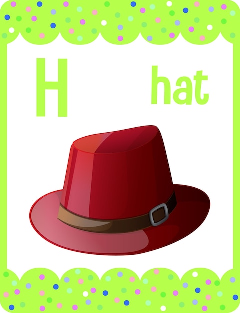 Free Vector alphabet flashcard with letter h for hat