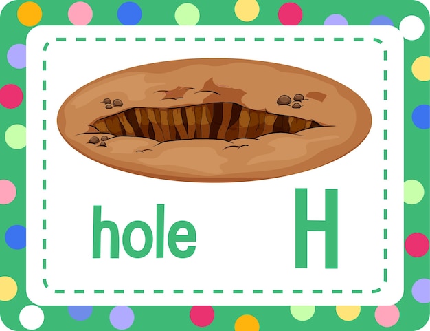 Free Vector alphabet flashcard with letter h for hole