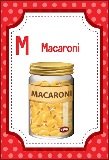 Free Vector alphabet flashcard with letter m for macaroni