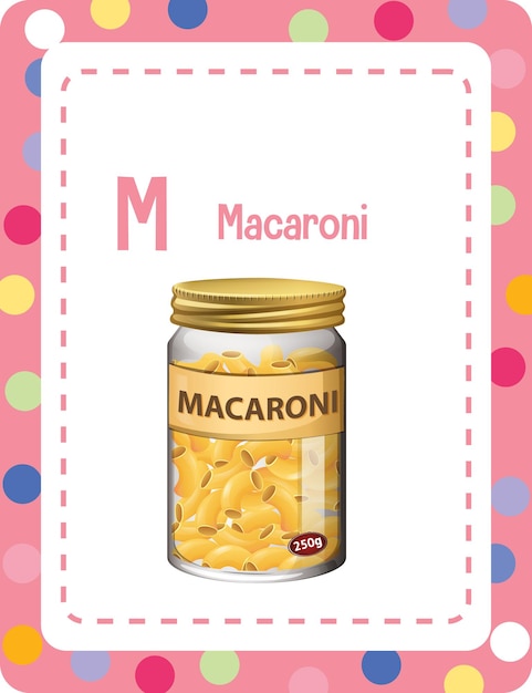 Free Vector alphabet flashcard with letter m for macaroni