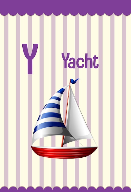 Free Vector alphabet flashcard with letter y for yacht