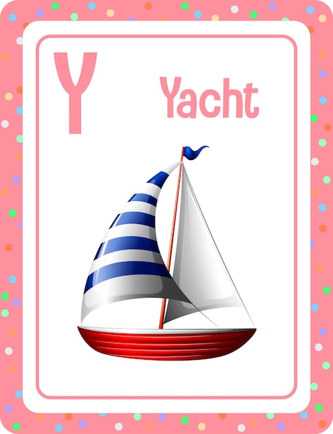 Free Vector alphabet flashcard with letter y for yacht