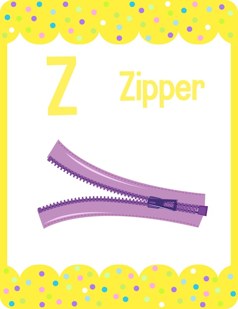 Alphabet flashcard with letter Z for Zipper