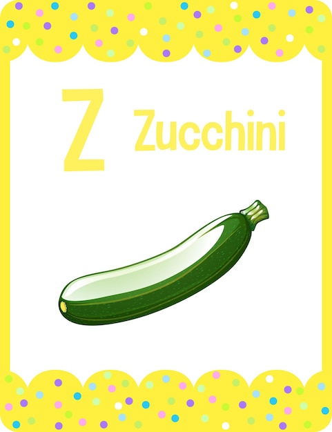 Alphabet flashcard with letter Z for Zucchini