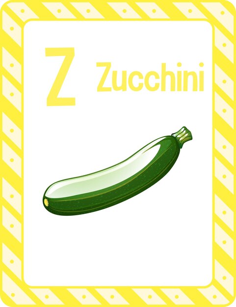 Alphabet flashcard with letter Z for Zucchini