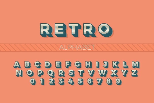 Alphabet from a to z in 3d retro style