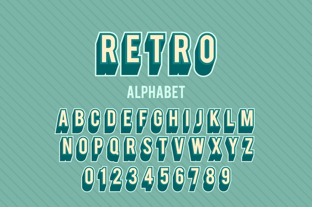 Free Vector alphabet from a to z in 3d retro theme