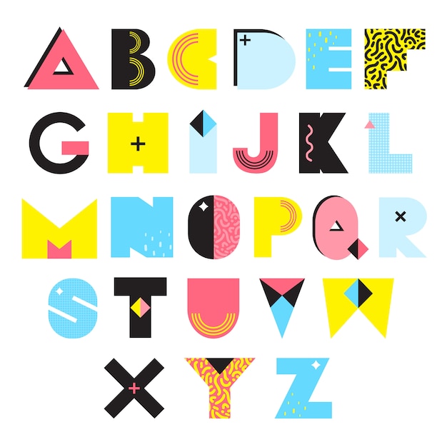 Alphabet Memphis Style Illustration