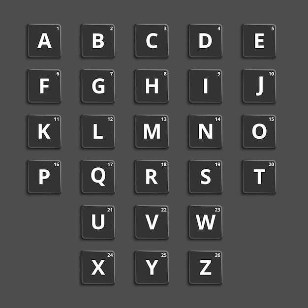 Free Vector alphabet plastic tiles for puzzling words games. puzzle element, graphic button.