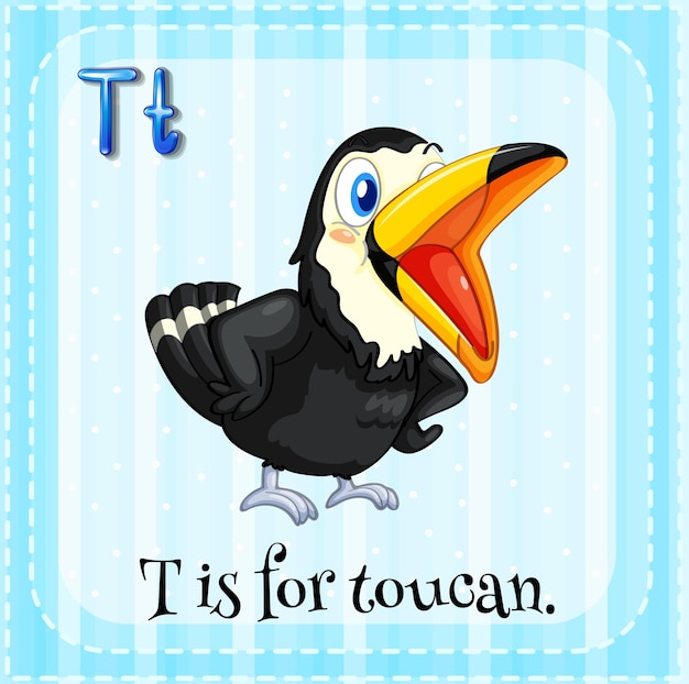 Free vector alphabet t is for toucan