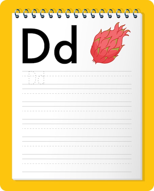 Alphabet tracing worksheet with letter D