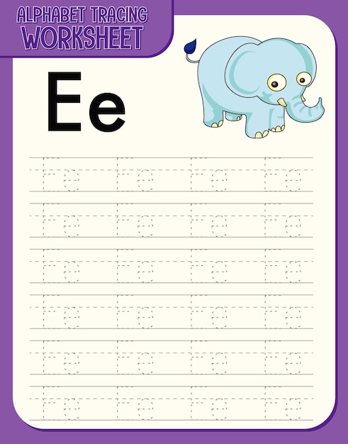 Free Vector alphabet tracing worksheet with letter e and e