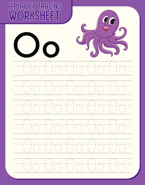 Alphabet tracing worksheet with letter O and o