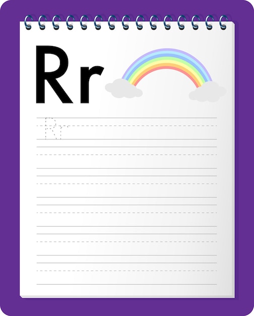 Free vector alphabet tracing worksheet with letter r and r