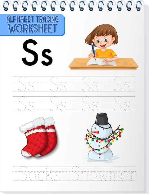 Free Vector alphabet tracing worksheet with letter s and s