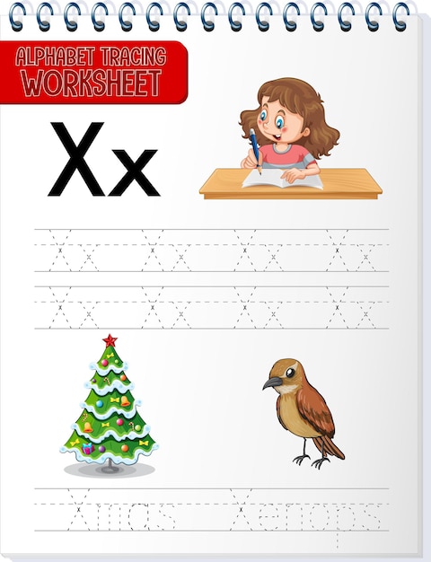 Alphabet tracing worksheet with letter X and x