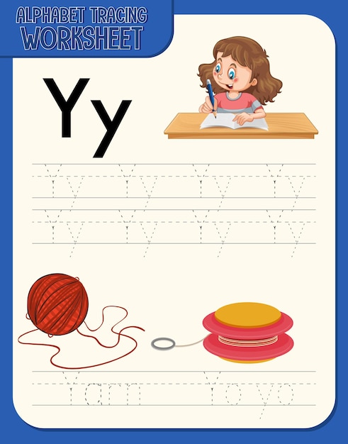 Free Vector alphabet tracing worksheet with letter y and y