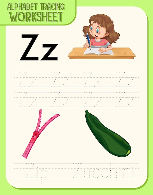 Free Vector alphabet tracing worksheet with letter z and z