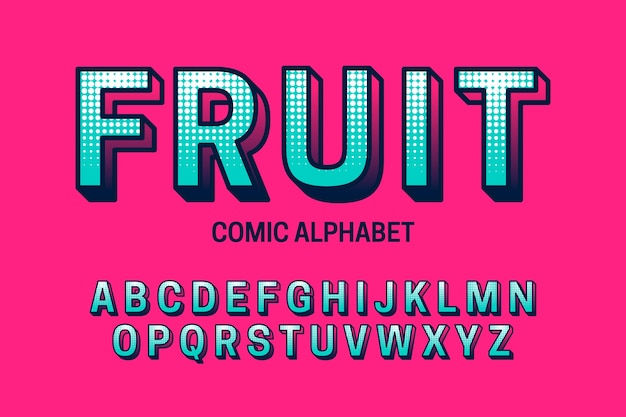 Alphabet wording from a to z in 3d comic design