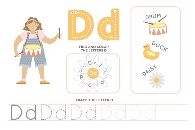 Alphabetical worksheet with letter d