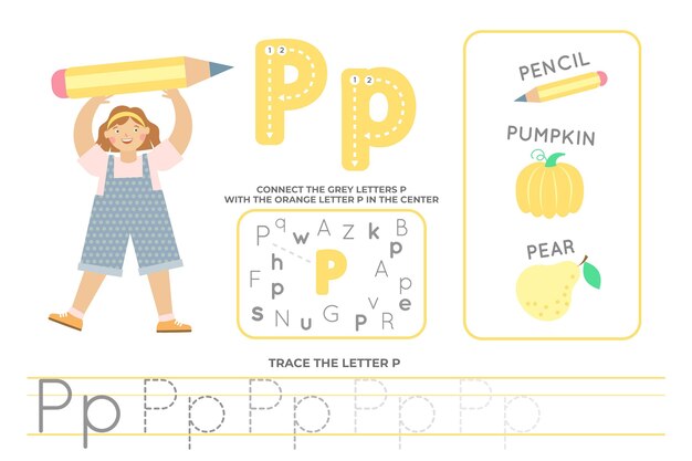 Alphabetical worksheet with letter p