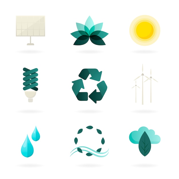 Free Vector alternative energy symbols set vector