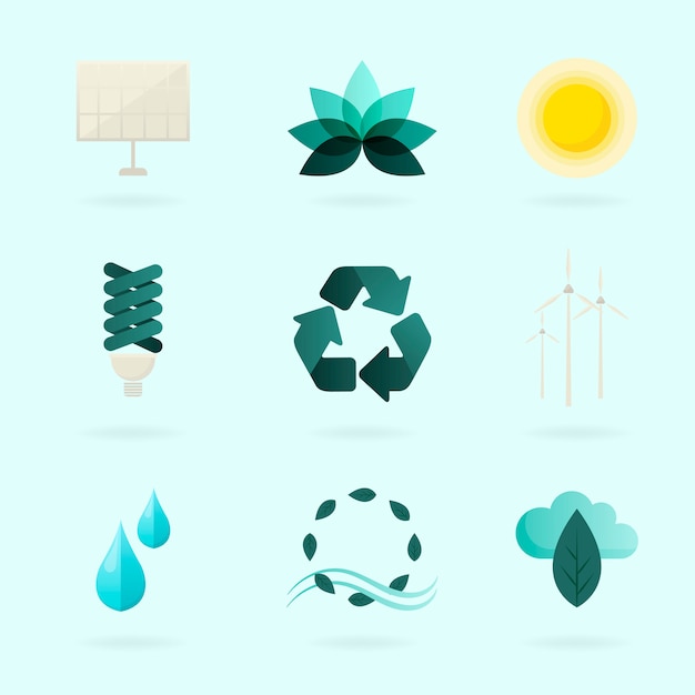 Free Vector alternative energy symbols set vector