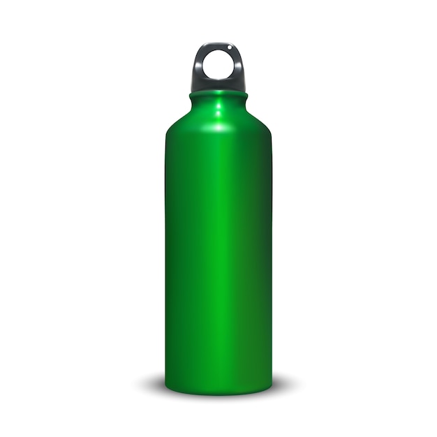 Free Vector aluminum bottle illustration of sport aluminum water container with plastic ring bung.