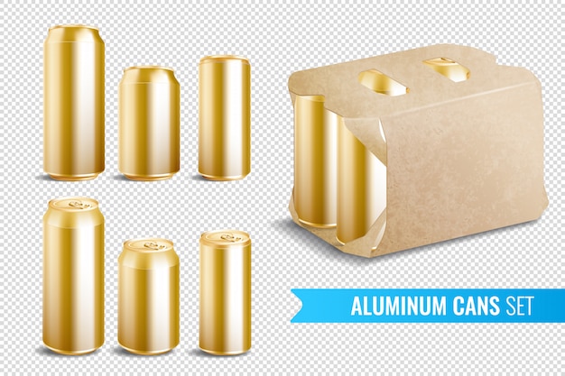 Aluminum Cans Transparent Icon Set