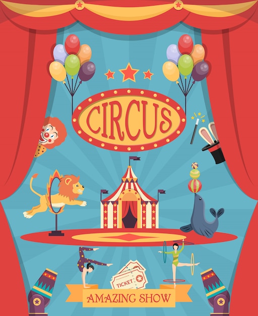 Free Vector amazing circus show poster