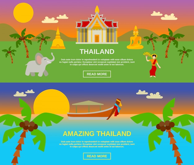 Free Vector amazing thailand banners set 