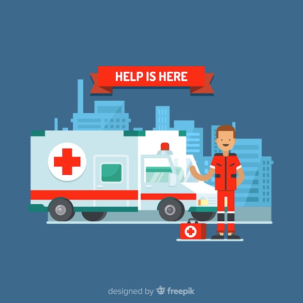 Free vector ambulance in flat design