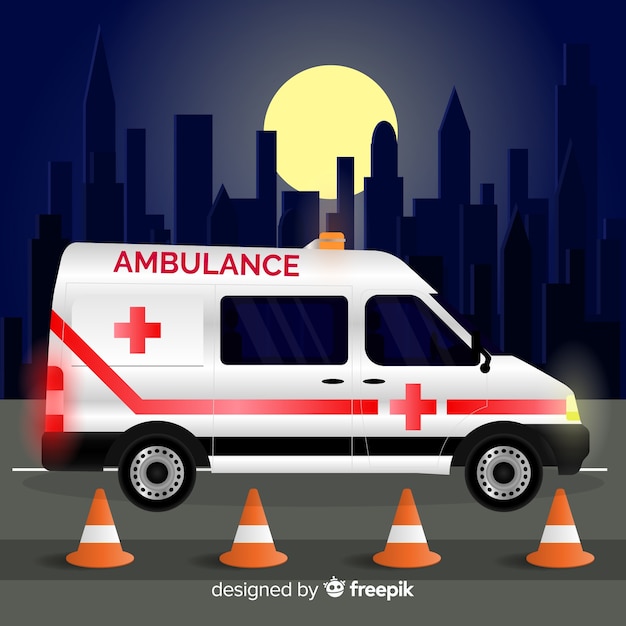 Free Vector ambulance in flat design