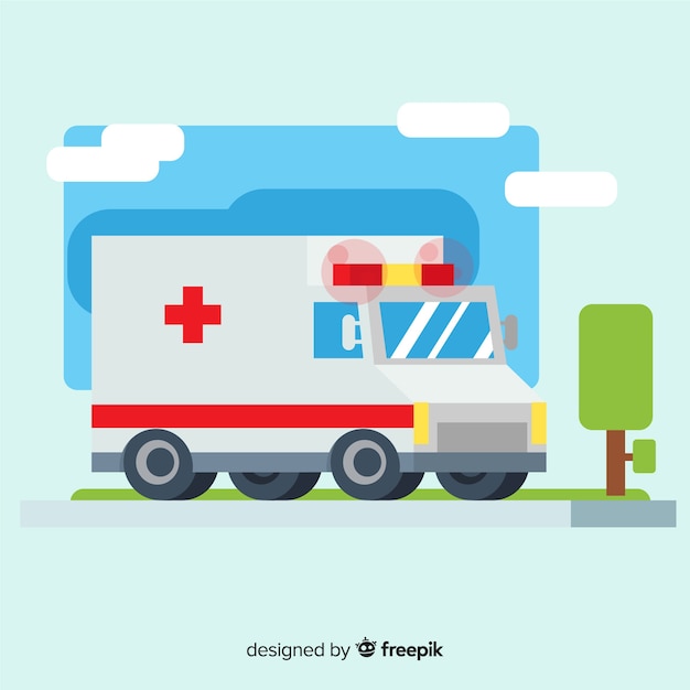 Free Vector ambulance in flat style