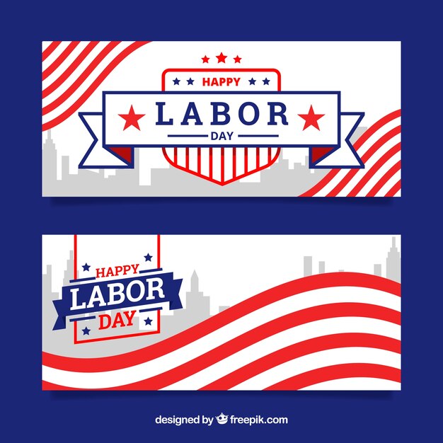 Amercian labor day banners with flat design