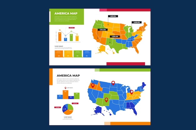 Free vector america map infographic in flat design