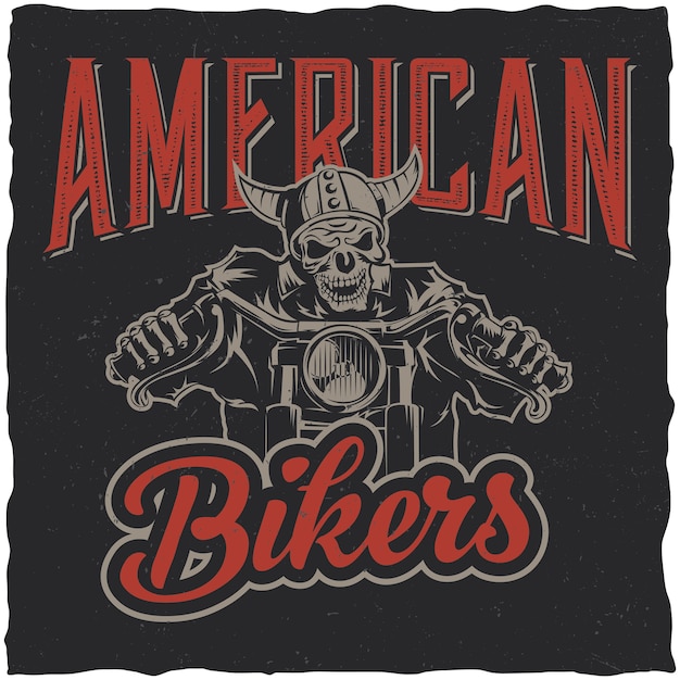 Free Vector american bikers poster