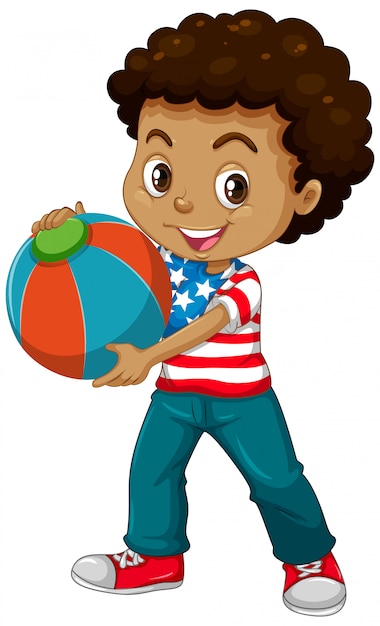 Free Vector american boy holding color ball