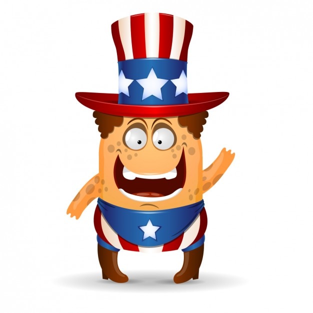 Free vector american cartoon celebrating independence day