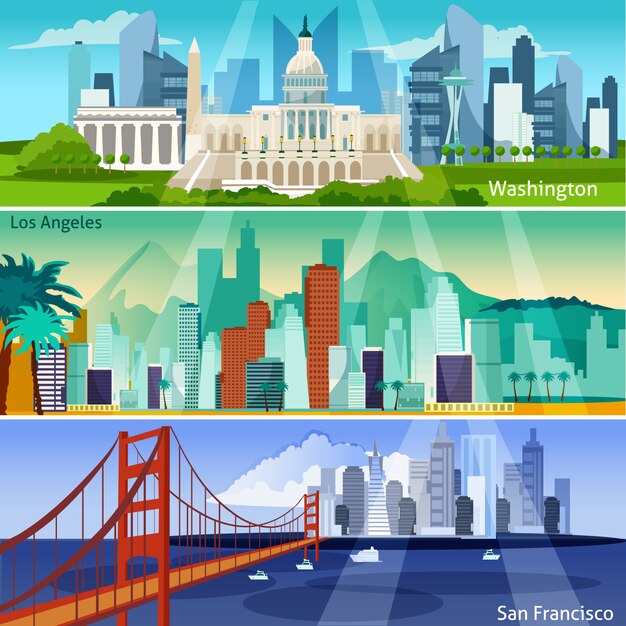 American Cityscapes Banners Set