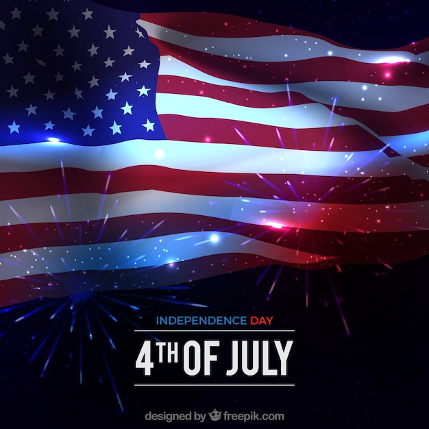 Free Vector american flag with shiny style